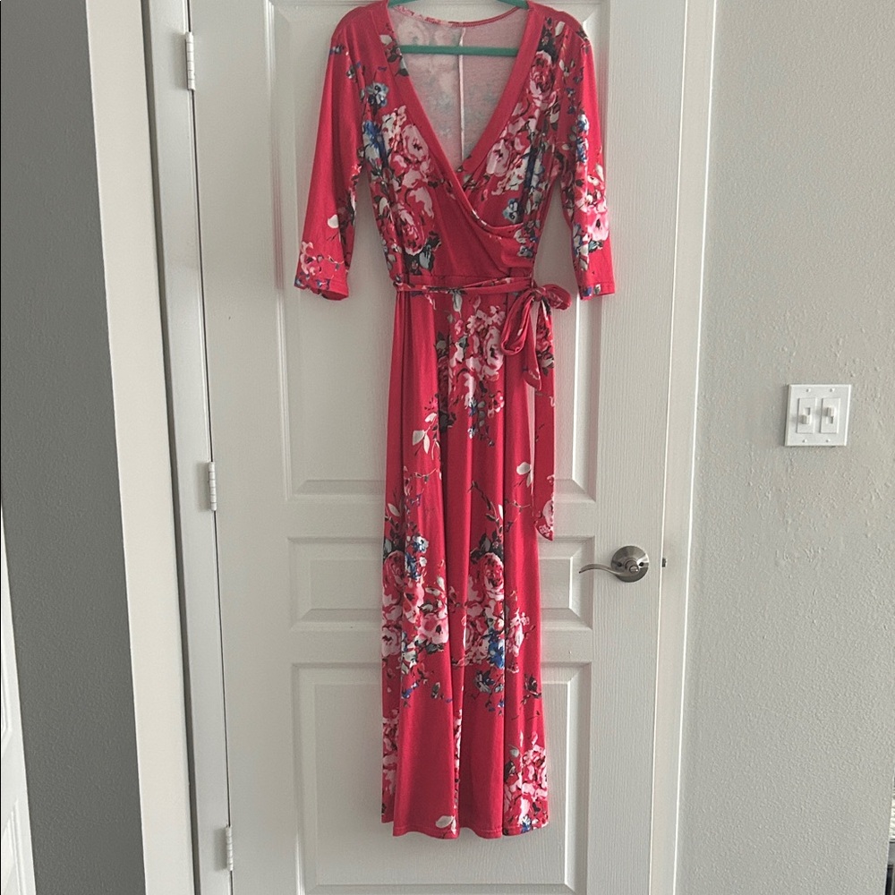Floral Wrap Dress in Red